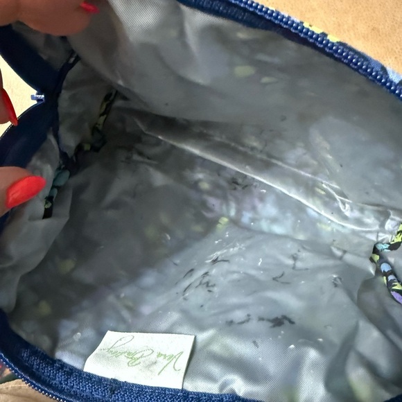 Vera Bradley Indigo Pop Blue Flowers Large Waterproof Cosmetic Travel Zip Bag - Picture 3 of 6